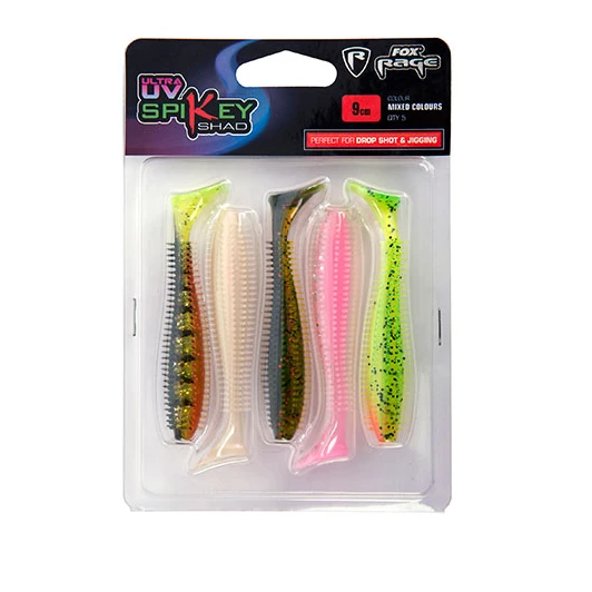 Fox Rage Spikey Shad Ultra UV Mixed Colour Packs 3 Fox Rage Spikey Shad Ultra UV Mixed Colour Packs